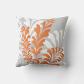 熱帯花模様のオレンジ、白い及び灰色のカスタマイズ可能 クッション (裏面)