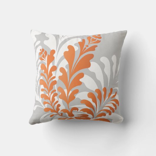 熱帯花模様のオレンジ、白い及び灰色のカスタマイズ可能 クッション (裏面)