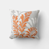 熱帯花模様のオレンジ、白い及び灰色のカスタマイズ可能 クッション (正面)