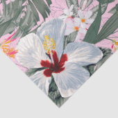 熱帯花模様グレー、ピンク、白 薄葉紙 (詳細)