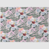 熱帯花模様グレー、ピンク、白 薄葉紙 (正面)
