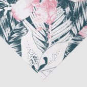 熱帯花模様ネイビーピンク 薄葉紙 (詳細)