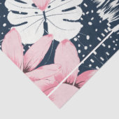 熱帯花模様ネイビーピンク 薄葉紙 (詳細)