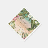 熱帯花模様ビーチサマー結婚ズのナプキン スタンダードカクテルナプキン (角)