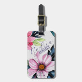 熱帯花模様目的地の結婚式の花嫁 ラゲッジタグ (正面縦)
