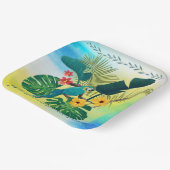熱帯花模様葉ズオウム ペーパープレート (傾斜あり)