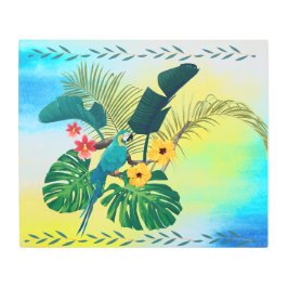 熱帯花模様葉ズオウム メタルプリント