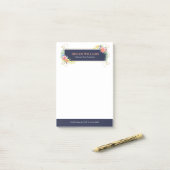 熱帯花渦巻形の金ゴールド枠 ポストイット (デスク上)