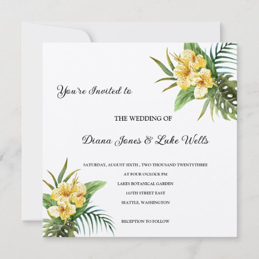 熱帯花結婚式招待状 招待状 (正面)