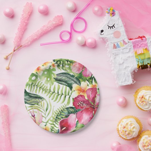 熱帯花離れ類フローラブライダルシャワーパーティー ペーパープレート (パーティー)