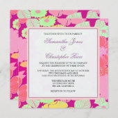 熱帯花+モノグラム、招待状 招待状 (正面/裏面)