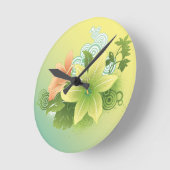 熱帯花 ラウンド壁時計 (傾斜)