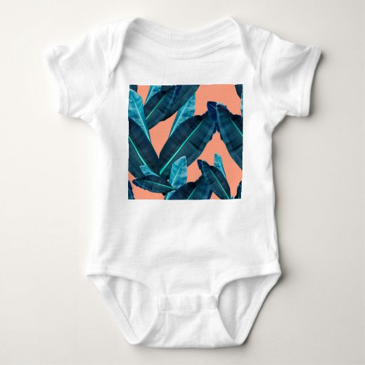 熱帯花、植物性のシームレスな背景。 ベビーボディスーツ (正面)