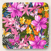 熱帯葉および花 コースター (正面)