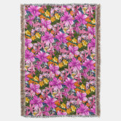 熱帯葉および花 スローブランケット (正面縦)