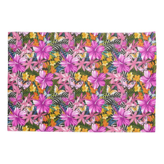 熱帯葉および花 枕カバー (裏面-左)