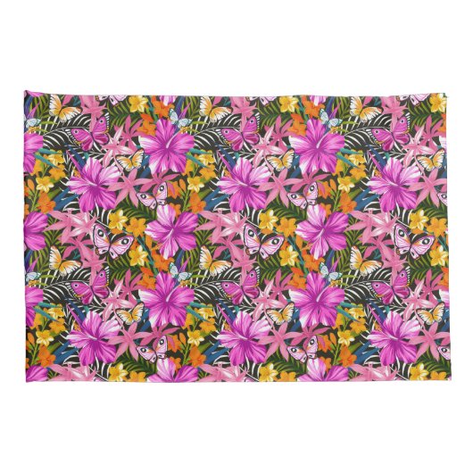 熱帯葉および花 枕カバー (裏面-右)