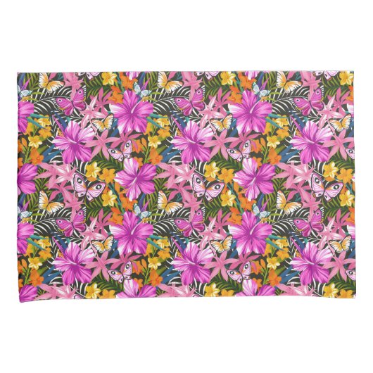 熱帯葉および花 枕カバー (正面右)