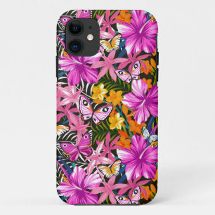 熱帯葉および花 iPhone 11 ケース