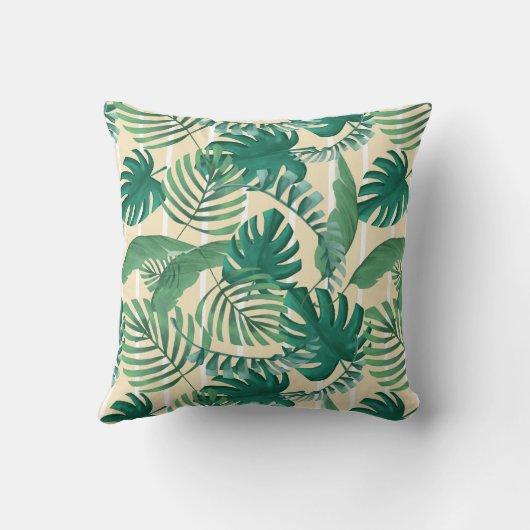 熱帯葉が多いプリントのモノグラムの枕 クッション (裏面)