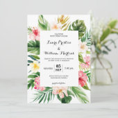 熱帯葉とフローラジオメトリフレ結婚ーム 招待状 (スタンド正面)