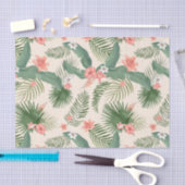 熱帯葉と花のジャングル模様   薄葉紙 (クラフト)