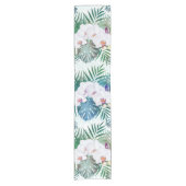 熱帯葉と蘭花デザイン ショートテーブルランナー (正面)