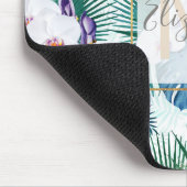 熱帯葉と蘭花デザイン マウスパッド (コーナー)