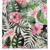 熱帯葉のと花 シャワーカーテン (正面)