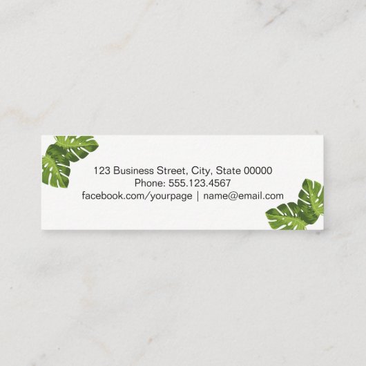 熱帯葉のエレガントな名刺 スキニー名刺 (裏面)
