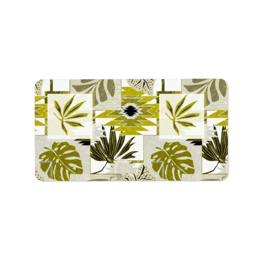 熱帯葉のオーナメント元素。 ラベル (正面)