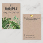 熱帯葉のクラフト石鹸サンプル包装 名刺 (正面/裏面)