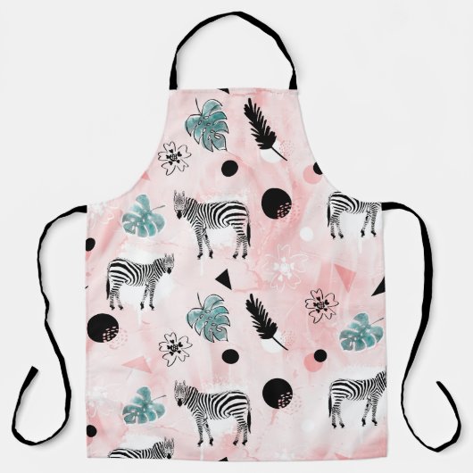 熱帯葉のシマウマのタイ染料パターン エプロン (正面)