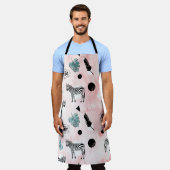 熱帯葉のシマウマのタイ染料パターン エプロン (着用した状態)