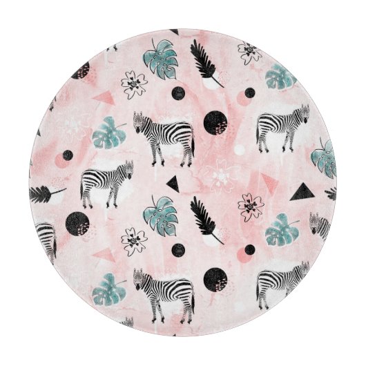 熱帯葉のシマウマのタイ染料パターン カッティングボード (正面)