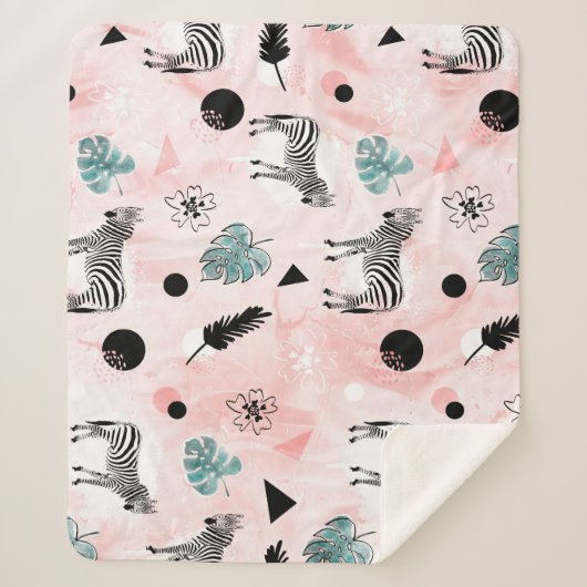 熱帯葉のシマウマのタイ染料パターン シェルパブランケット (正面)