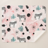 熱帯葉のシマウマのタイ染料パターン シェルパブランケット (正面(横))