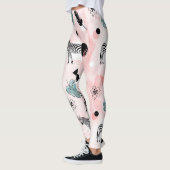 熱帯葉のシマウマのタイ染料パターン レギンス (左)