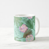 熱帯葉のターコイズと花。 コーヒーマグカップ (正面右)
