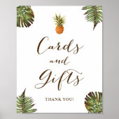 熱帯葉のパイナップルカードとギフトサイン ポスター (正面)