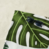 熱帯葉のパーソナライズされた名はハネムーンギフト ビーチタオル (インサイチュ)