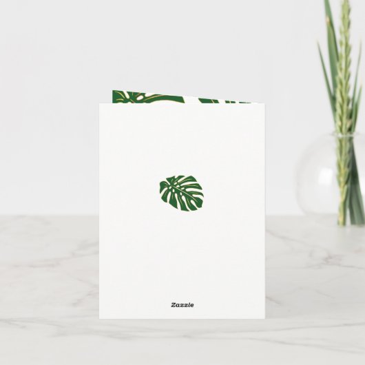 熱帯葉のモダンな結婚式の結婚式は感謝していしています サンキューカード (裏面)