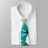 熱帯葉のモンステラとバナナブルーグリーンの ネクタイ (タイ)