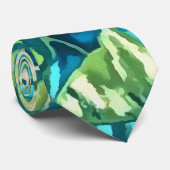 熱帯葉のモンステラとバナナブルーグリーンの ネクタイ (ロール)