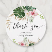 熱帯葉のモンステラ女の子の赤ちゃんシャワー フェイバータグ (正面)