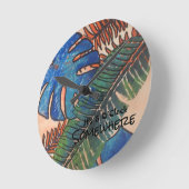 熱帯葉の丸時計 ラウンド壁時計 (傾斜)