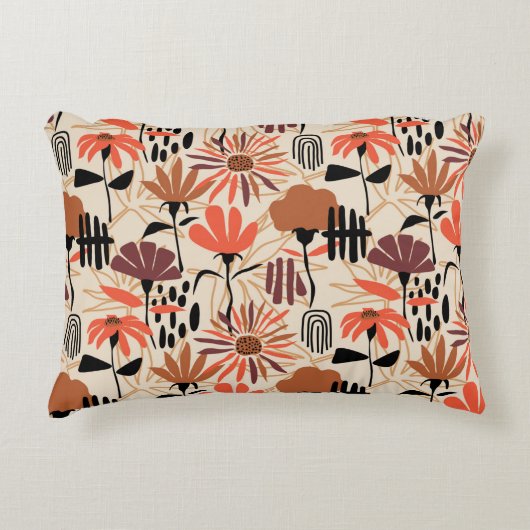 熱帯葉の手描きの継ぎ目のない模様。牡丹 アクセントクッション (正面)