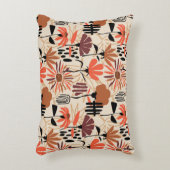 熱帯葉の手描きの継ぎ目のない模様。牡丹 アクセントクッション (正面(垂直))