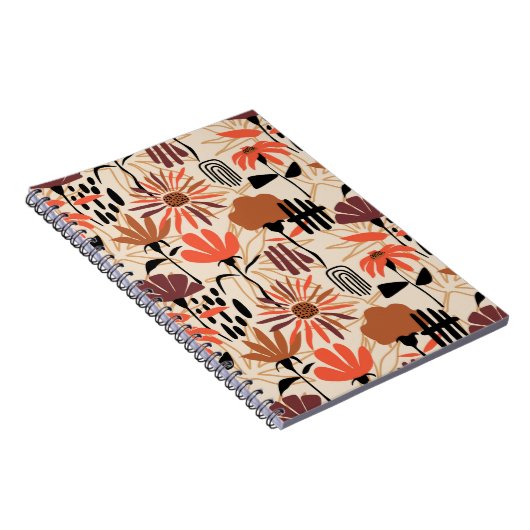 熱帯葉の手描きの継ぎ目のない模様。牡丹 ノートブック (右側)