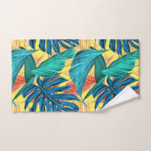 熱帯葉の植物のジャングルの島パターンおもしろい バスタオルセット (ハンドタオル)